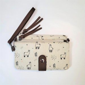 Canvas Llama Wristlet Wallet
